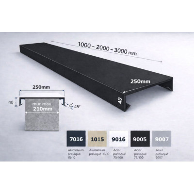 Straight metal coping 250 mm