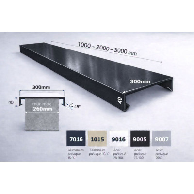 Straight metal coping 300 mm