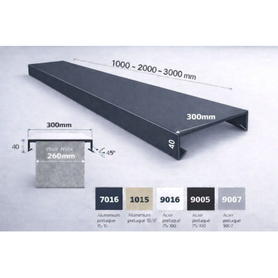 Couvertine aluminium 300 mm sur mesure | Acrotère & muret toiture
