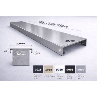 Straight metal coping 300 mm