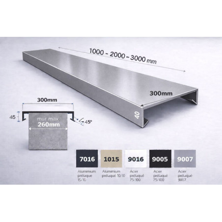 Straight metal coping 300 mm