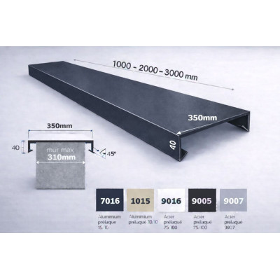 Straight metal coping 350 mm