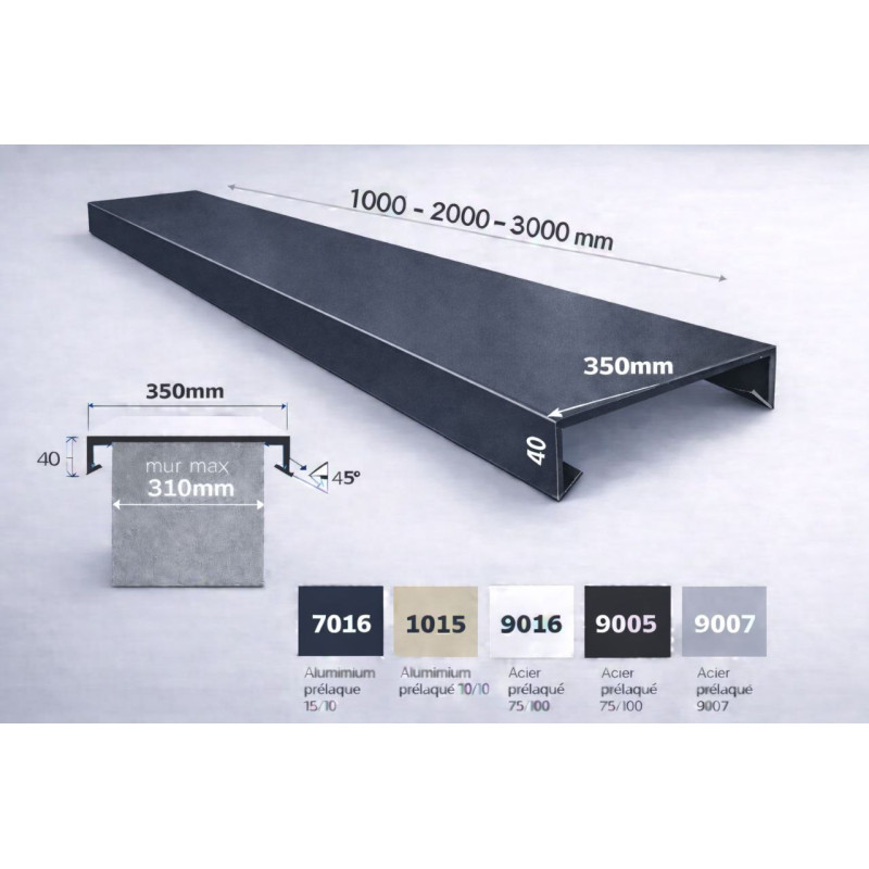 Straight metal coping 350 mm