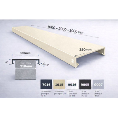 Couvertine aluminium 350 mm sur mesure | Acrotère & muret toiture