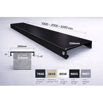 Couvertine aluminium 350 mm sur mesure | Acrotère & muret toiture