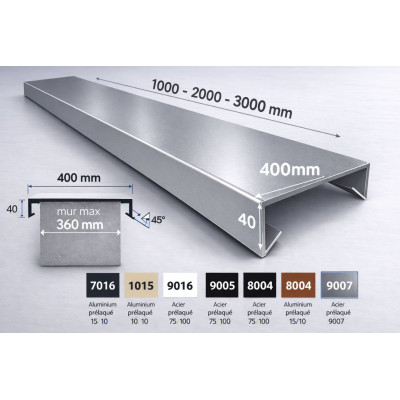 Straight metal coping 400 mm