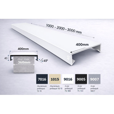 Straight metal coping 400 mm