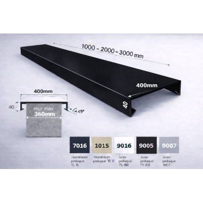 Couvertine aluminium 400 mm sur mesure | Acrotère & muret toiture
