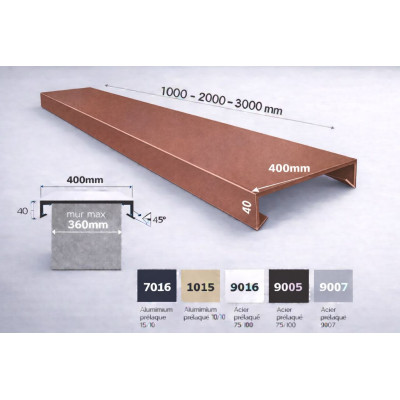 Couvertine aluminium 400 mm sur mesure | Acrotère & muret toiture