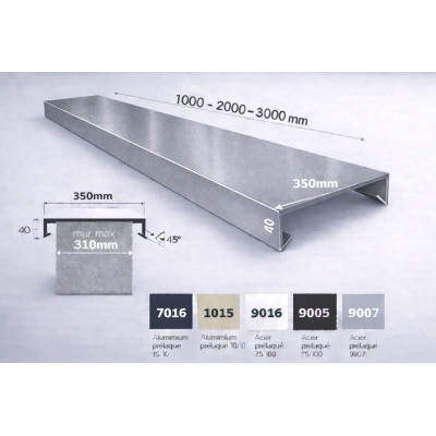 Couvertine aluminium 350 mm sur mesure | Acrotère & muret toiture