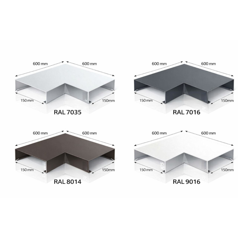 Aluminium coping corner 150 mm | 90° parapet angle | Switzerland