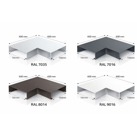 Aluminium coping corner 150 mm | 90° parapet angle | Switzerland
