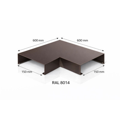 Aluminium coping corner 150 mm | 90° parapet angle | Switzerland