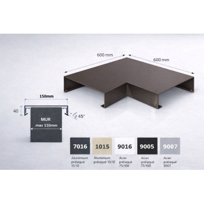 Attika Winkel 150 mm Aluminium | 90° Ecke | Schweiz