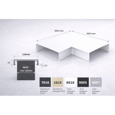 Angle couvertine aluminium 150 mm | Angle 90° acrotère | SuissePliage