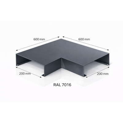 Angle couvertine aluminium 200 mm – angle 90° – série 200