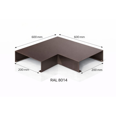 Aluminium coping corner 200 mm | 90° parapet angle | Switzerland