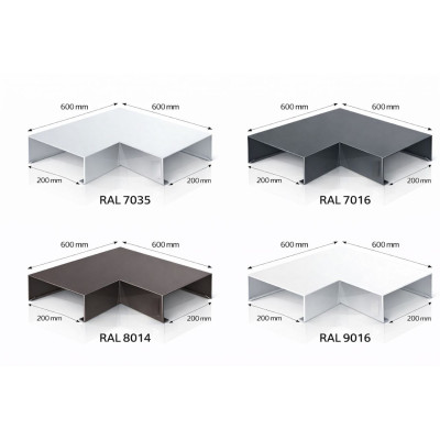 Angle couvertine aluminium 200 mm – angle 90° – série 200