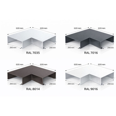 Angle couvertine aluminium 200 mm – angle 90° – série 200