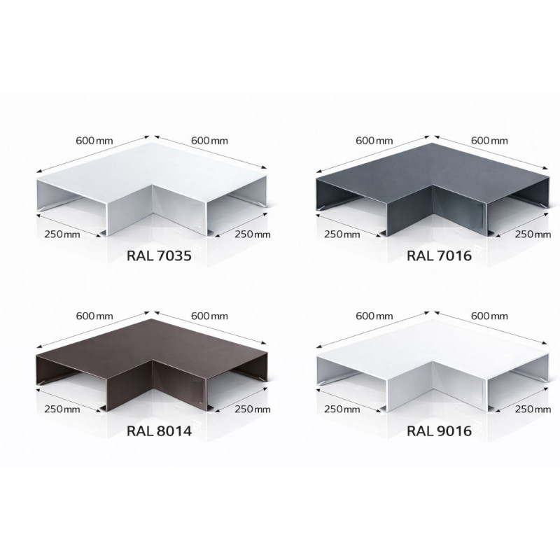 Aluminium coping corner 250 mm | 90° parapet angle | Switzerland