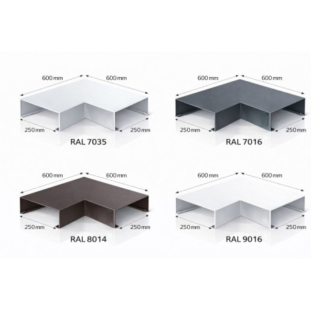 Aluminium coping corner 250 mm | 90° parapet angle | Switzerland