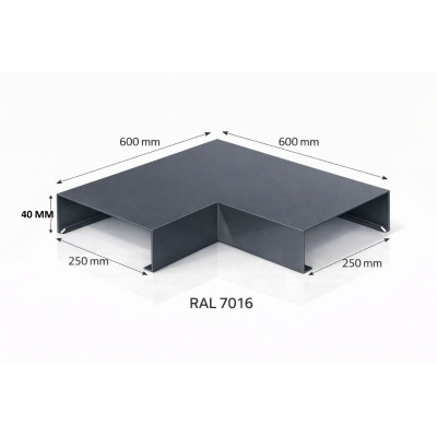 Aluminium coping corner 250 mm | 90° parapet angle | Switzerland