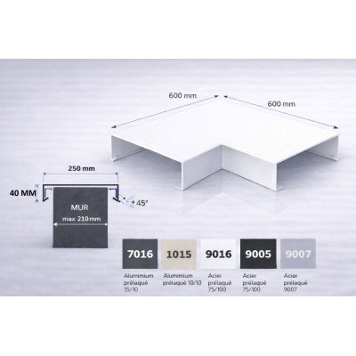 Angle couvertine aluminium 250 mm | Angle 90° acrotère | SuissePliage