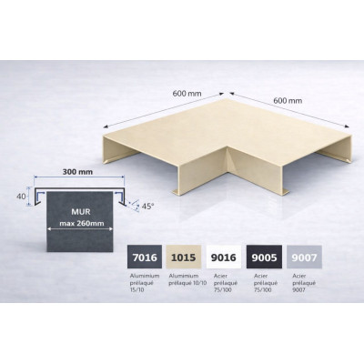 Angle couvertine aluminium 300 mm | Angle 90° acrotère | SuissePliage