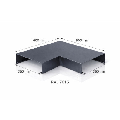Aluminium coping corner 350 mm | 90° parapet angle | Switzerland