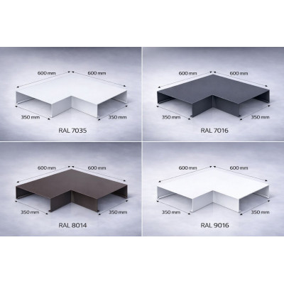 Angle couvertine aluminium 350 mm – angle 90° – série 350