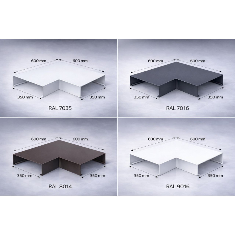 Aluminium coping corner 350 mm | 90° parapet angle | Switzerland