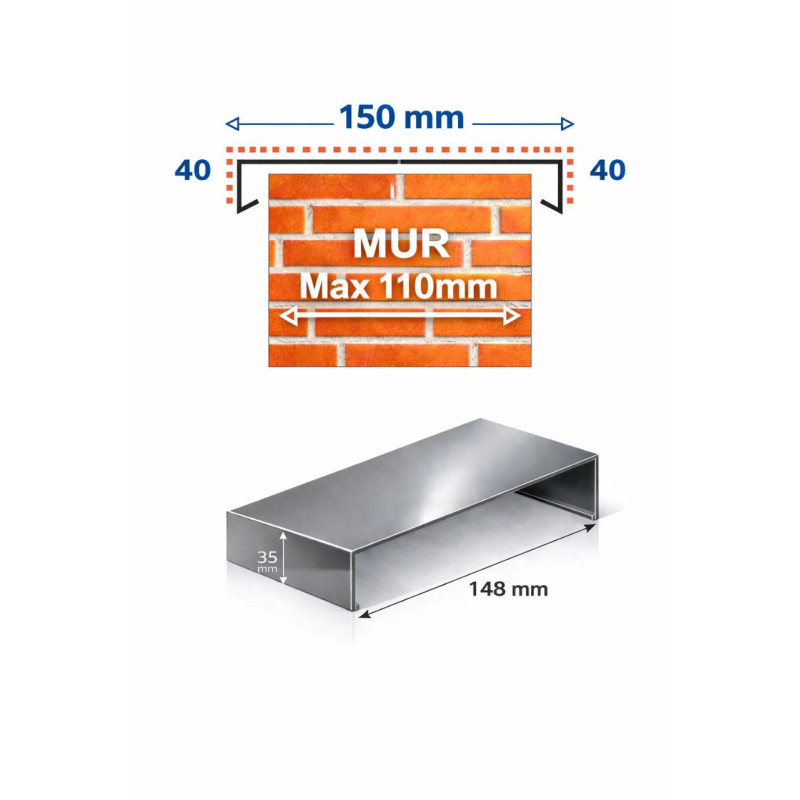 Attika-Verbinder 150 mm | Aluminium-Verbindung Wand ≤110 mm