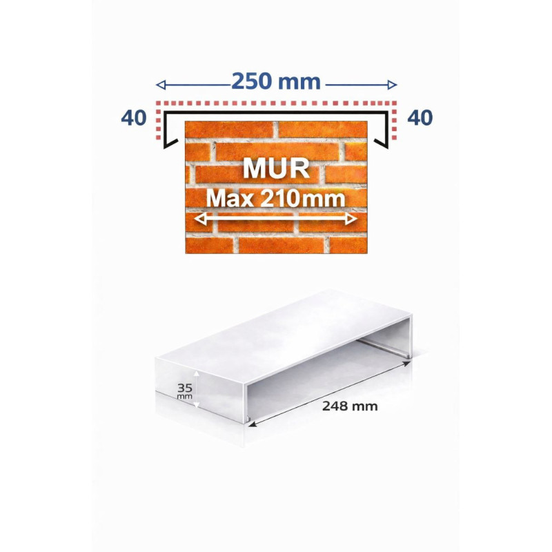 Giunto copertina 250 mm | Collegamento alluminio muro ≤210 mm