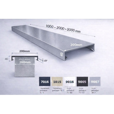 Aluminium coping 200 mm series | SuissePliage