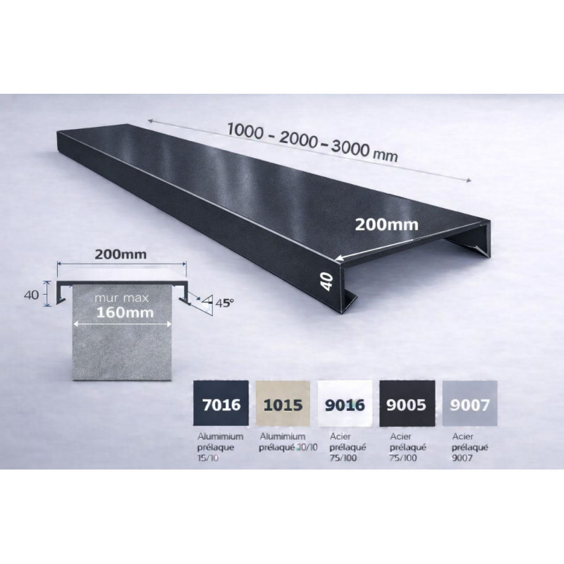 Aluminium coping 200 mm series | SuissePliage