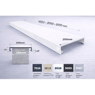 Aluminium coping 200 mm series | SuissePliage