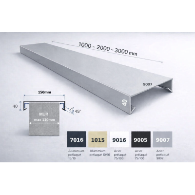 Straight metal coping 150 mm