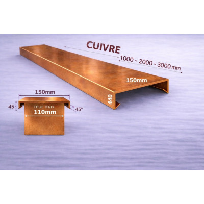 Couvertine métallique droite 150 mm