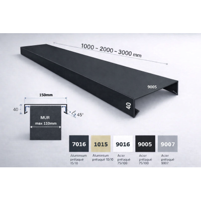 Straight metal coping 150 mm