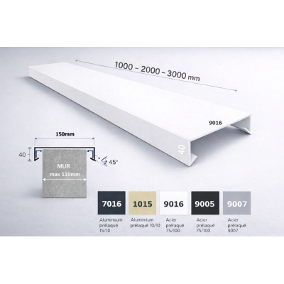 Straight metal coping 150 mm