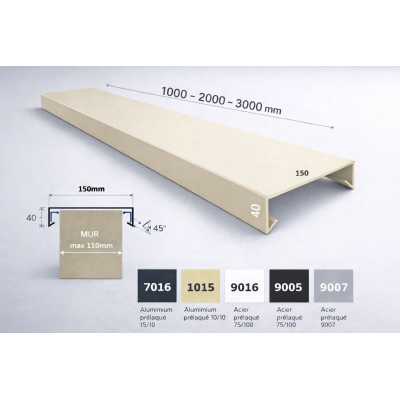 Straight metal coping 150 mm