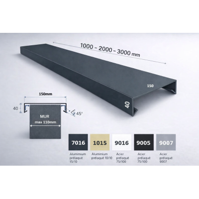 Straight metal coping 150 mm