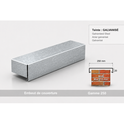 Embout de couvertine 250 mm – Aluminium & Acier | SuissePliage